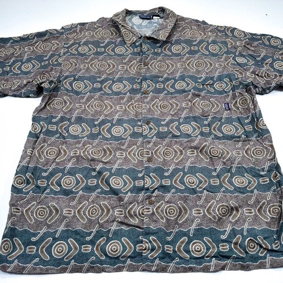 Patagonia Hawaiian Shirt Aloha All Over Print Shapes Geometric Men's XL Rare - Picture 2 of 4